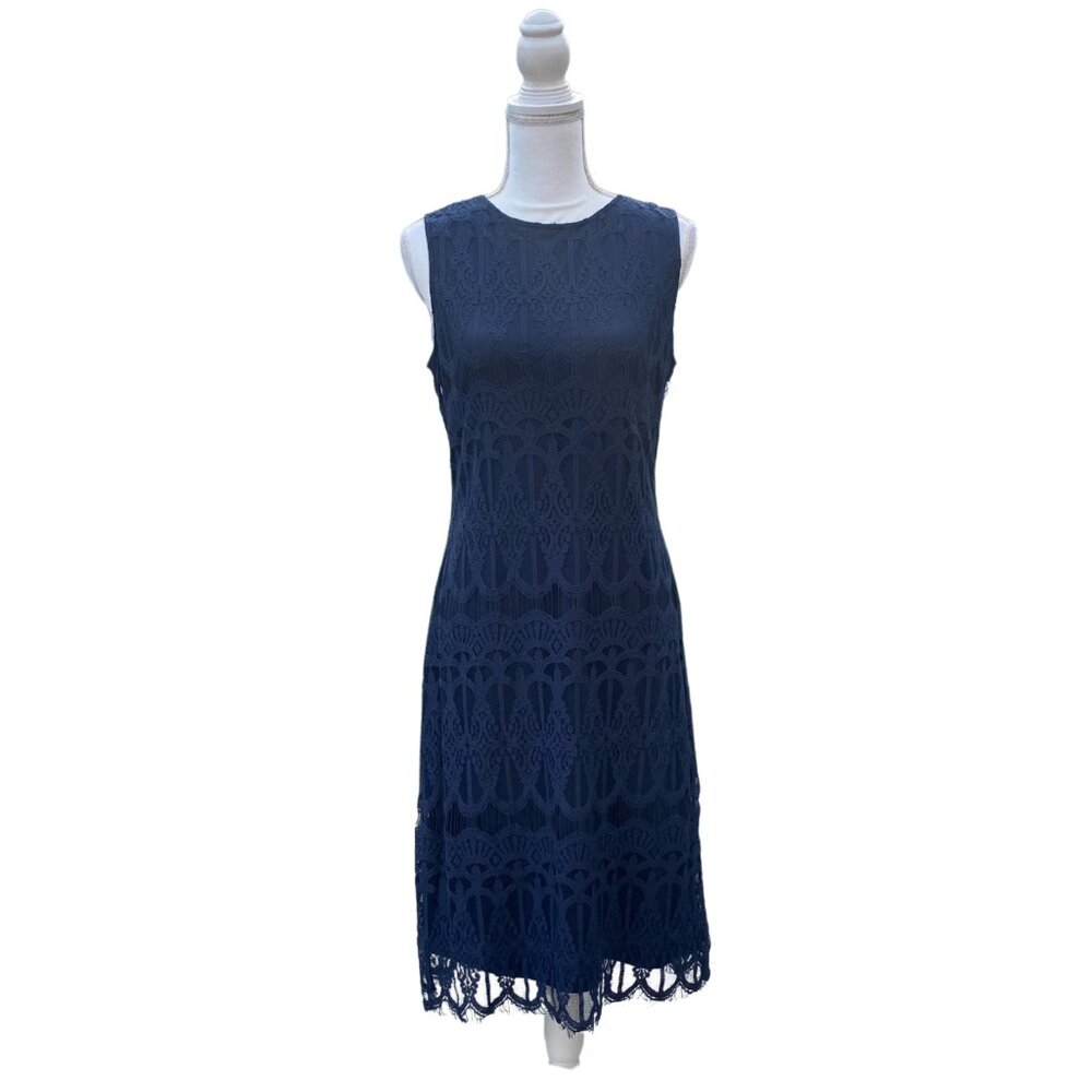 Sleeveless Navy Blue Dress
